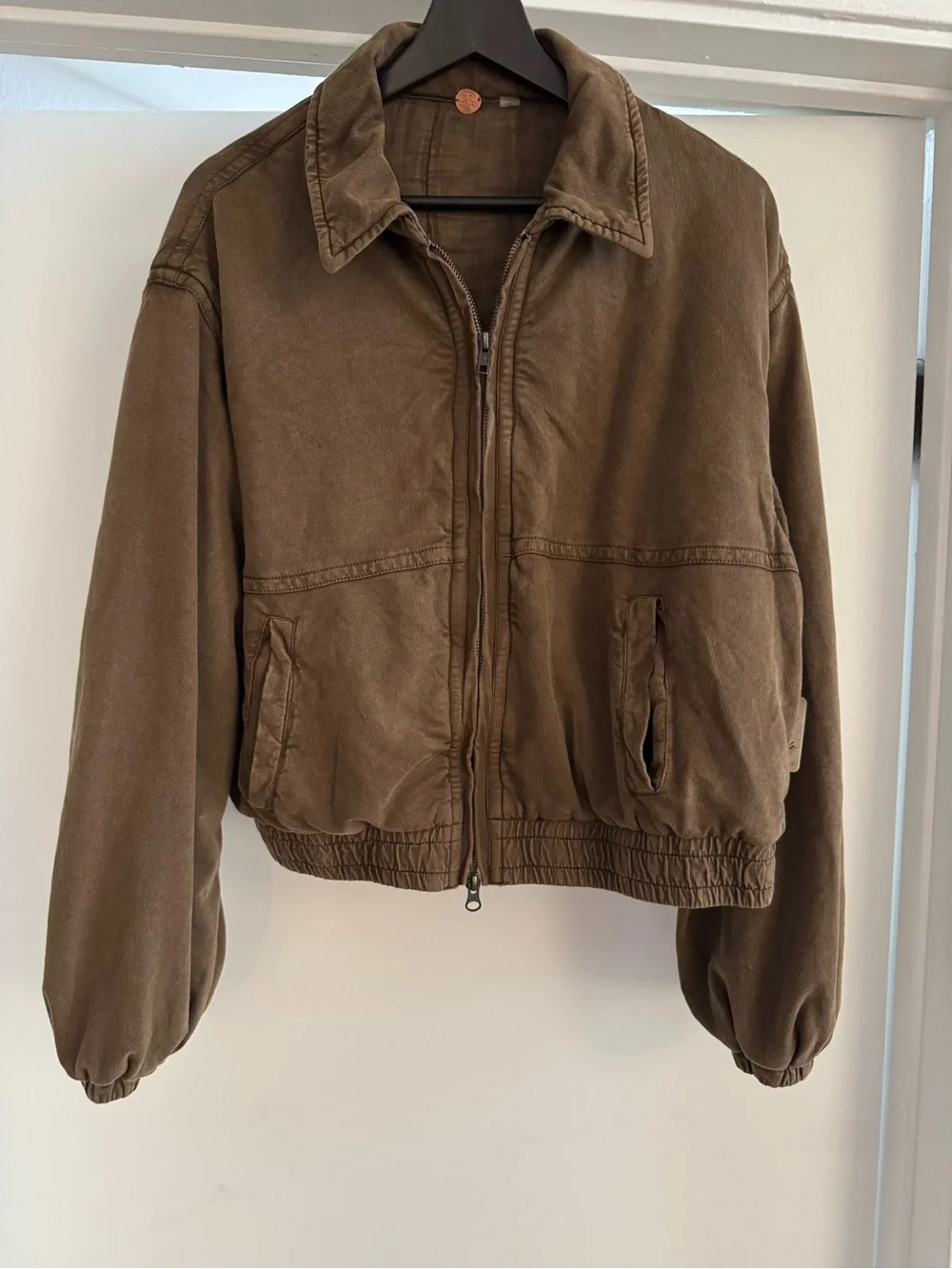 Free People Women’s Style Olive Green Zip Bomber Jacket